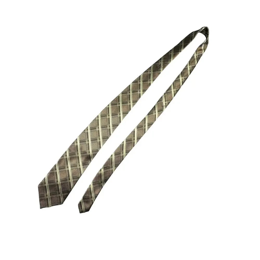 Pronto Uomo Silk Tie Brown Plaid Hand Made Necktie